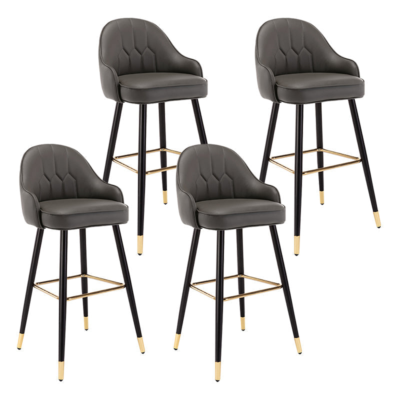 Modern Armless Backrest Counter Stool Iron Bedroom Bar Stool with Cushion and Pedal Dark Gray 4 Piece Set Bar Stool(30"H) Clearhalo 'Bar Furniture' 'Bar Stools' 'bar_stools' 'furn' 'furn_bar_stools' 'Furniture' 'furniture_bar_stools' 'Kitchen & Dining Furniture' 4729979