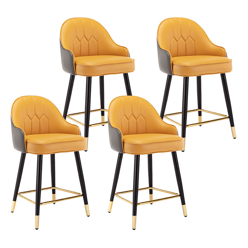Modern Armless Backrest Counter Stool Iron Bedroom Bar Stool with Cushion and Pedal Orange 4 Piece Set Short Stool(22"H) Clearhalo 'Bar Furniture' 'Bar Stools' 'bar_stools' 'furn' 'furn_bar_stools' 'Furniture' 'furniture_bar_stools' 'Kitchen & Dining Furniture' 4729980