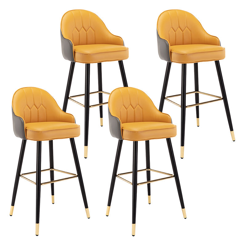 Modern Armless Backrest Counter Stool Iron Bedroom Bar Stool with Cushion and Pedal Orange 4 Piece Set Bar Stool(30"H) Clearhalo 'Bar Furniture' 'Bar Stools' 'bar_stools' 'furn' 'furn_bar_stools' 'Furniture' 'furniture_bar_stools' 'Kitchen & Dining Furniture' 4729982