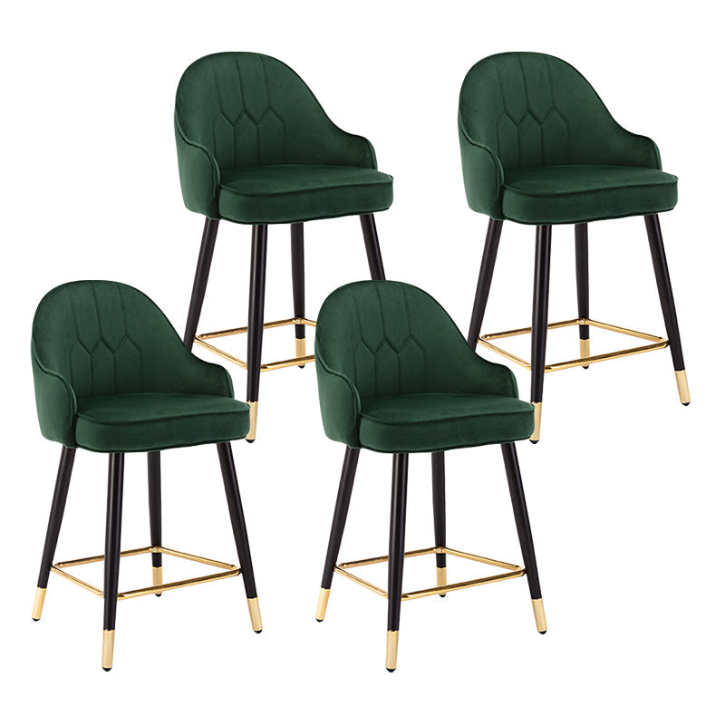 Modern Armless Backrest Counter Stool Iron Bedroom Bar Stool with Cushion and Pedal Blackish Green 4 Piece Set Short Stool(22"H) Clearhalo 'Bar Furniture' 'Bar Stools' 'bar_stools' 'furn' 'furn_bar_stools' 'Furniture' 'furniture_bar_stools' 'Kitchen & Dining Furniture' 4729986