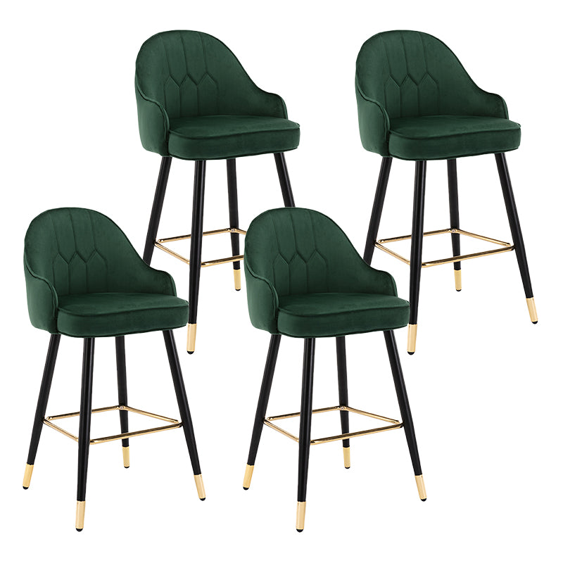 Modern Armless Backrest Counter Stool Iron Bedroom Bar Stool with Cushion and Pedal Blackish Green 4 Piece Set Counter Stool(26"H) Clearhalo 'Bar Furniture' 'Bar Stools' 'bar_stools' 'furn' 'furn_bar_stools' 'Furniture' 'furniture_bar_stools' 'Kitchen & Dining Furniture' 4729987