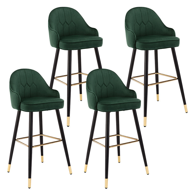 Modern Armless Backrest Counter Stool Iron Bedroom Bar Stool with Cushion and Pedal Blackish Green 4 Piece Set Bar Stool(30"H) Clearhalo 'Bar Furniture' 'Bar Stools' 'bar_stools' 'furn' 'furn_bar_stools' 'Furniture' 'furniture_bar_stools' 'Kitchen & Dining Furniture' 4729988