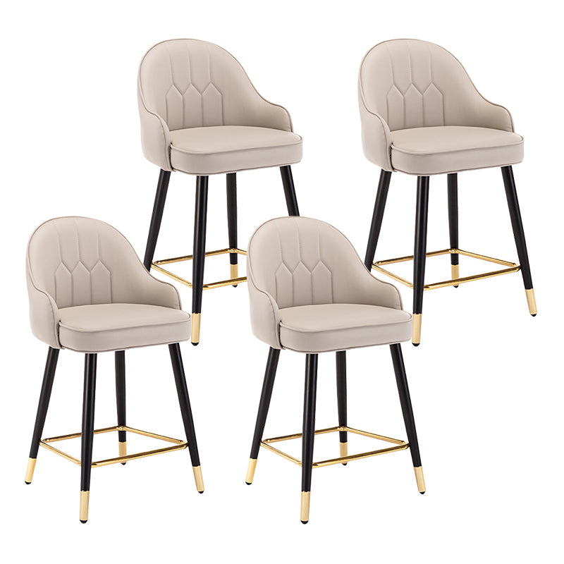 Modern Armless Backrest Counter Stool Iron Bedroom Bar Stool with Cushion and Pedal Light Khaki 4 Piece Set Short Stool(22"H) Clearhalo 'Bar Furniture' 'Bar Stools' 'bar_stools' 'furn' 'furn_bar_stools' 'Furniture' 'furniture_bar_stools' 'Kitchen & Dining Furniture' 4729989