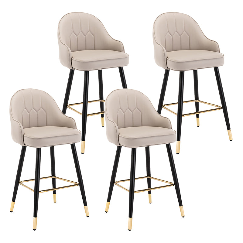 Modern Armless Backrest Counter Stool Iron Bedroom Bar Stool with Cushion and Pedal Light Khaki 4 Piece Set Counter Stool(26"H) Clearhalo 'Bar Furniture' 'Bar Stools' 'bar_stools' 'furn' 'furn_bar_stools' 'Furniture' 'furniture_bar_stools' 'Kitchen & Dining Furniture' 4729990