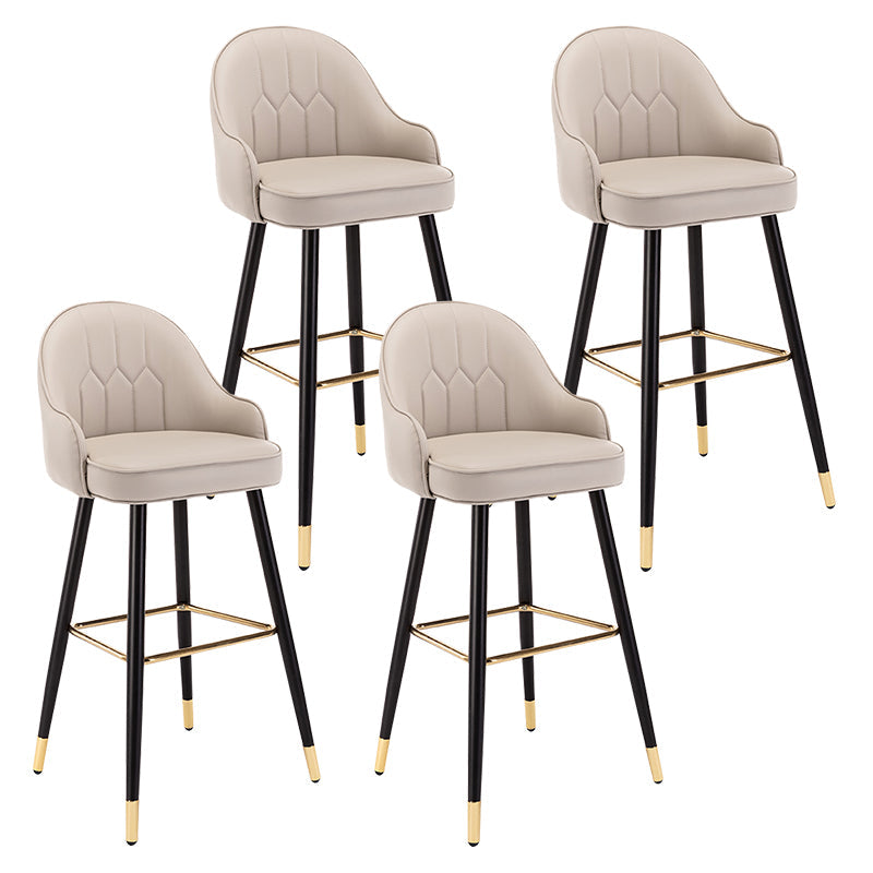 Modern Armless Backrest Counter Stool Iron Bedroom Bar Stool with Cushion and Pedal Light Khaki 4 Piece Set Bar Stool(30"H) Clearhalo 'Bar Furniture' 'Bar Stools' 'bar_stools' 'furn' 'furn_bar_stools' 'Furniture' 'furniture_bar_stools' 'Kitchen & Dining Furniture' 4729991