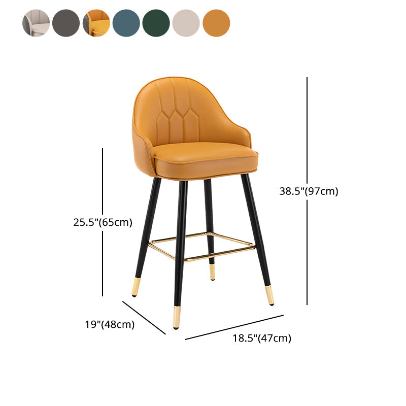 Modern Armless Backrest Counter Stool Iron Bedroom Bar Stool with Cushion and Pedal Clearhalo 'Bar Furniture' 'Bar Stools' 'bar_stools' 'furn' 'furn_bar_stools' 'Furniture' 'furniture_bar_stools' 'Kitchen & Dining Furniture' 4729996