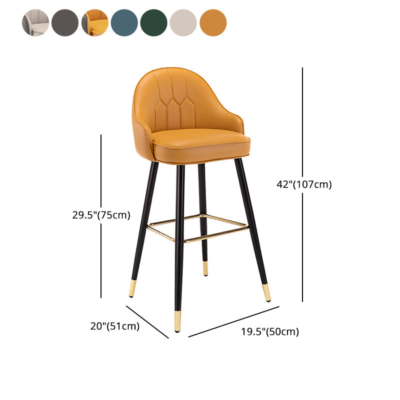 Modern Armless Backrest Counter Stool Iron Bedroom Bar Stool with Cushion and Pedal Clearhalo 'Bar Furniture' 'Bar Stools' 'bar_stools' 'furn' 'furn_bar_stools' 'Furniture' 'furniture_bar_stools' 'Kitchen & Dining Furniture' 4729997