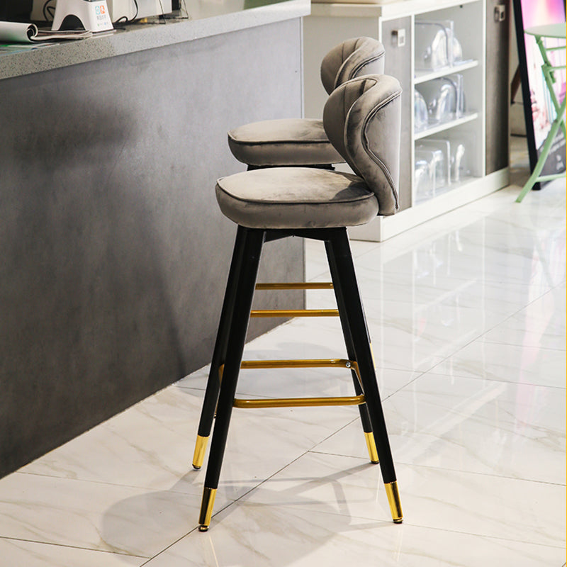Modern Armless Backrest Counter Stool Iron Study Bar Stool with Cushion and Pedal Clearhalo 'Bar Furniture' 'Bar Stools' 'bar_stools' 'furn' 'furn_bar_stools' 'Furniture' 'furniture_bar_stools' 'Kitchen & Dining Furniture' 4730025