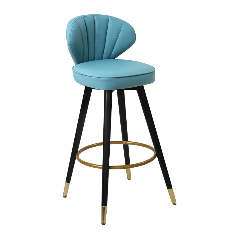 Modern Armless Backrest Counter Stool Iron Study Bar Stool with Cushion and Pedal Light Royal Blue 1 Piece Clearhalo 'Bar Furniture' 'Bar Stools' 'bar_stools' 'furn' 'furn_bar_stools' 'Furniture' 'furniture_bar_stools' 'Kitchen & Dining Furniture' 4730028