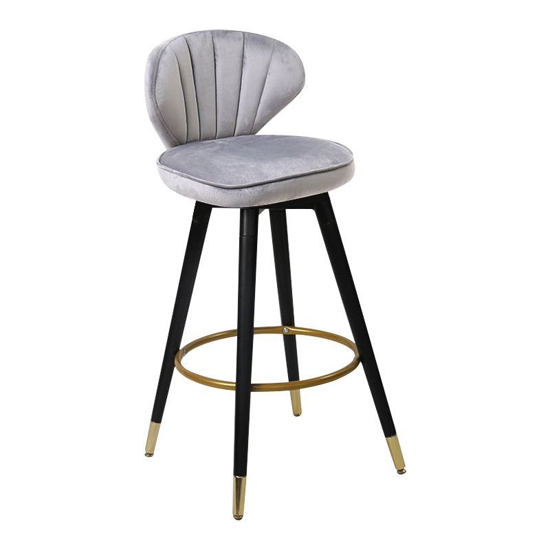 Modern Armless Backrest Counter Stool Iron Study Bar Stool with Cushion and Pedal Light Gray 1 Piece Clearhalo 'Bar Furniture' 'Bar Stools' 'bar_stools' 'furn' 'furn_bar_stools' 'Furniture' 'furniture_bar_stools' 'Kitchen & Dining Furniture' 4730030