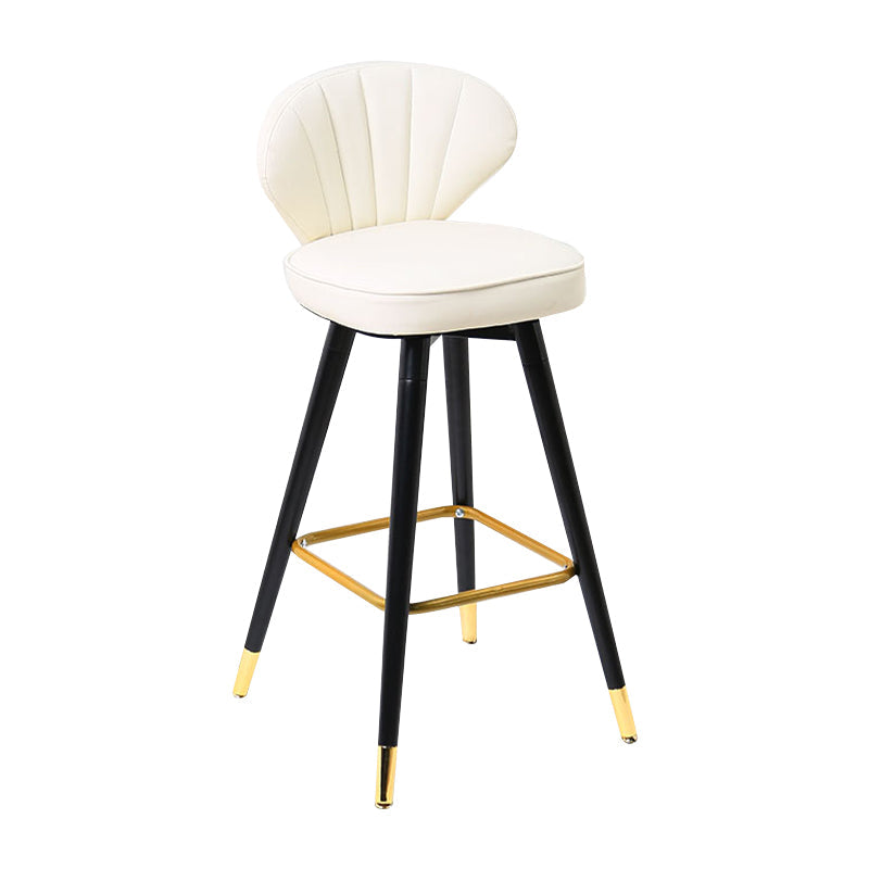 Modern Armless Backrest Counter Stool Iron Study Bar Stool with Cushion and Pedal White 1 Piece Clearhalo 'Bar Furniture' 'Bar Stools' 'bar_stools' 'furn' 'furn_bar_stools' 'Furniture' 'furniture_bar_stools' 'Kitchen & Dining Furniture' 4730034