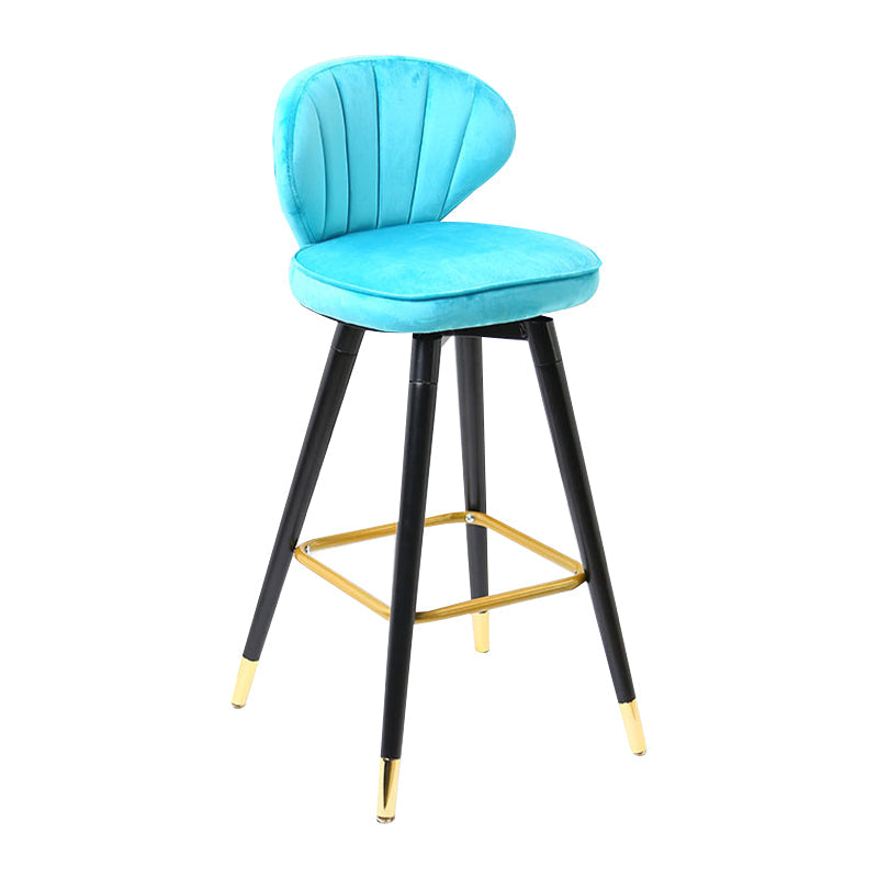 Modern Armless Backrest Counter Stool Iron Study Bar Stool with Cushion and Pedal Sky Blue 1 Piece Clearhalo 'Bar Furniture' 'Bar Stools' 'bar_stools' 'furn' 'furn_bar_stools' 'Furniture' 'furniture_bar_stools' 'Kitchen & Dining Furniture' 4730035