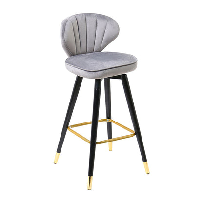 Modern Armless Backrest Counter Stool Iron Study Bar Stool with Cushion and Pedal Grey 1 Piece Clearhalo 'Bar Furniture' 'Bar Stools' 'bar_stools' 'furn' 'furn_bar_stools' 'Furniture' 'furniture_bar_stools' 'Kitchen & Dining Furniture' 4730036