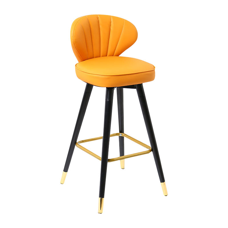 Modern Armless Backrest Counter Stool Iron Study Bar Stool with Cushion and Pedal Ginger 1 Piece Clearhalo 'Bar Furniture' 'Bar Stools' 'bar_stools' 'furn' 'furn_bar_stools' 'Furniture' 'furniture_bar_stools' 'Kitchen & Dining Furniture' 4730037
