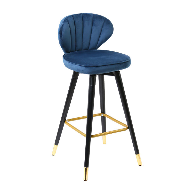 Modern Armless Backrest Counter Stool Iron Study Bar Stool with Cushion and Pedal Light Blue 1 Piece Clearhalo 'Bar Furniture' 'Bar Stools' 'bar_stools' 'furn' 'furn_bar_stools' 'Furniture' 'furniture_bar_stools' 'Kitchen & Dining Furniture' 4730038