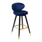 Modern Armless Backrest Counter Stool Iron Study Bar Stool with Cushion and Pedal Dark Blue 1 Piece Clearhalo 'Bar Furniture' 'Bar Stools' 'bar_stools' 'furn' 'furn_bar_stools' 'Furniture' 'furniture_bar_stools' 'Kitchen & Dining Furniture' 4730039