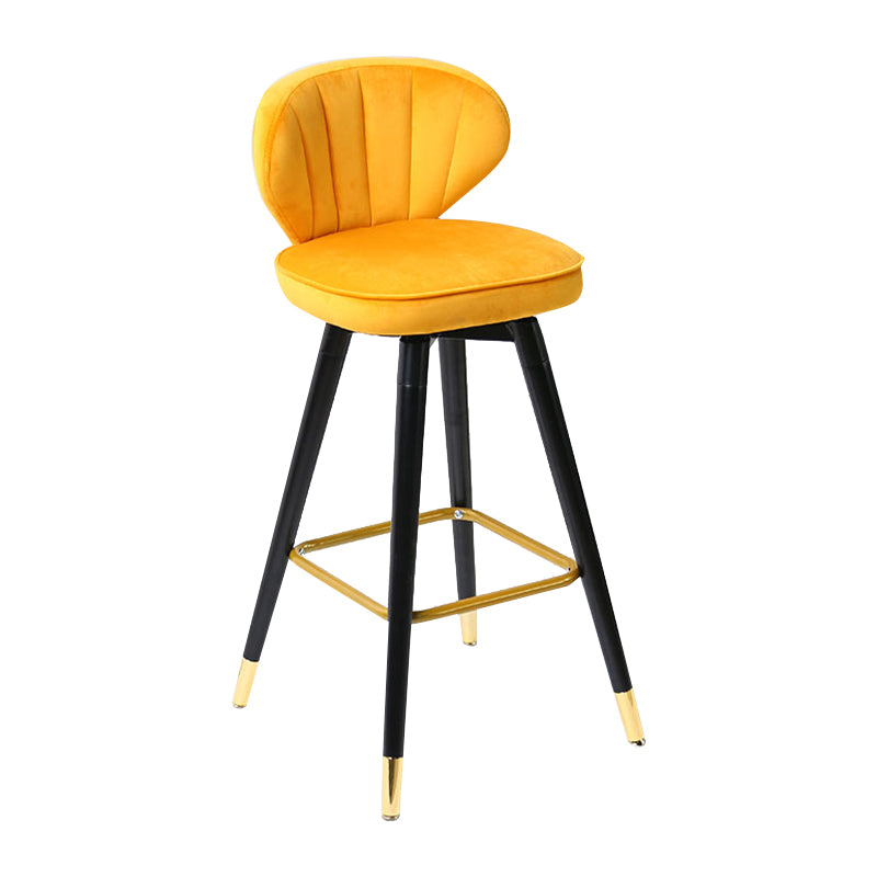 Modern Armless Backrest Counter Stool Iron Study Bar Stool with Cushion and Pedal Yellow 1 Piece Clearhalo 'Bar Furniture' 'Bar Stools' 'bar_stools' 'furn' 'furn_bar_stools' 'Furniture' 'furniture_bar_stools' 'Kitchen & Dining Furniture' 4730040