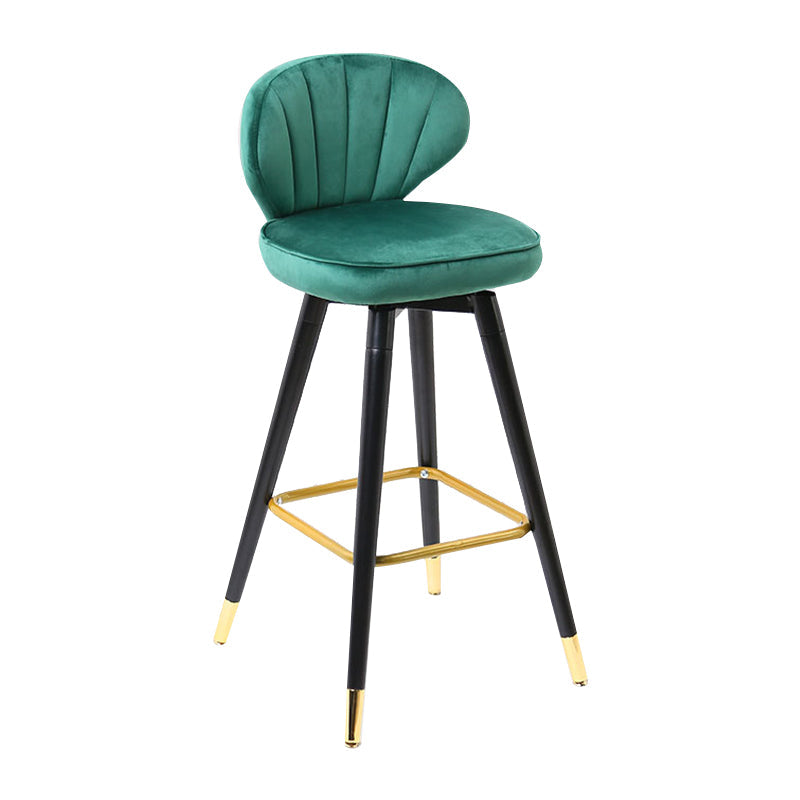 Modern Armless Backrest Counter Stool Iron Study Bar Stool with Cushion and Pedal Blackish Green 1 Piece Clearhalo 'Bar Furniture' 'Bar Stools' 'bar_stools' 'furn' 'furn_bar_stools' 'Furniture' 'furniture_bar_stools' 'Kitchen & Dining Furniture' 4730041