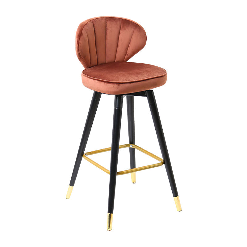 Modern Armless Backrest Counter Stool Iron Study Bar Stool with Cushion and Pedal Brown 1 Piece Clearhalo 'Bar Furniture' 'Bar Stools' 'bar_stools' 'furn' 'furn_bar_stools' 'Furniture' 'furniture_bar_stools' 'Kitchen & Dining Furniture' 4730043
