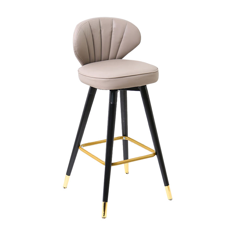 Modern Armless Backrest Counter Stool Iron Study Bar Stool with Cushion and Pedal Apricot 1 Piece Clearhalo 'Bar Furniture' 'Bar Stools' 'bar_stools' 'furn' 'furn_bar_stools' 'Furniture' 'furniture_bar_stools' 'Kitchen & Dining Furniture' 4730044