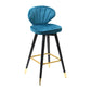 Modern Armless Backrest Counter Stool Iron Study Bar Stool with Cushion and Pedal Ocean Blue 1 Piece Clearhalo 'Bar Furniture' 'Bar Stools' 'bar_stools' 'furn' 'furn_bar_stools' 'Furniture' 'furniture_bar_stools' 'Kitchen & Dining Furniture' 4730045