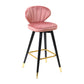Modern Armless Backrest Counter Stool Iron Study Bar Stool with Cushion and Pedal Pink 1 Piece Clearhalo 'Bar Furniture' 'Bar Stools' 'bar_stools' 'furn' 'furn_bar_stools' 'Furniture' 'furniture_bar_stools' 'Kitchen & Dining Furniture' 4730046