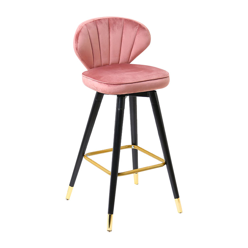 Modern Armless Backrest Counter Stool Iron Study Bar Stool with Cushion and Pedal Pink 1 Piece Clearhalo 'Bar Furniture' 'Bar Stools' 'bar_stools' 'furn' 'furn_bar_stools' 'Furniture' 'furniture_bar_stools' 'Kitchen & Dining Furniture' 4730046