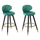 Modern Armless Backrest Counter Stool Iron Study Bar Stool with Cushion and Pedal Light Green 2 Piece Set Clearhalo 'Bar Furniture' 'Bar Stools' 'bar_stools' 'furn' 'furn_bar_stools' 'Furniture' 'furniture_bar_stools' 'Kitchen & Dining Furniture' 4730047