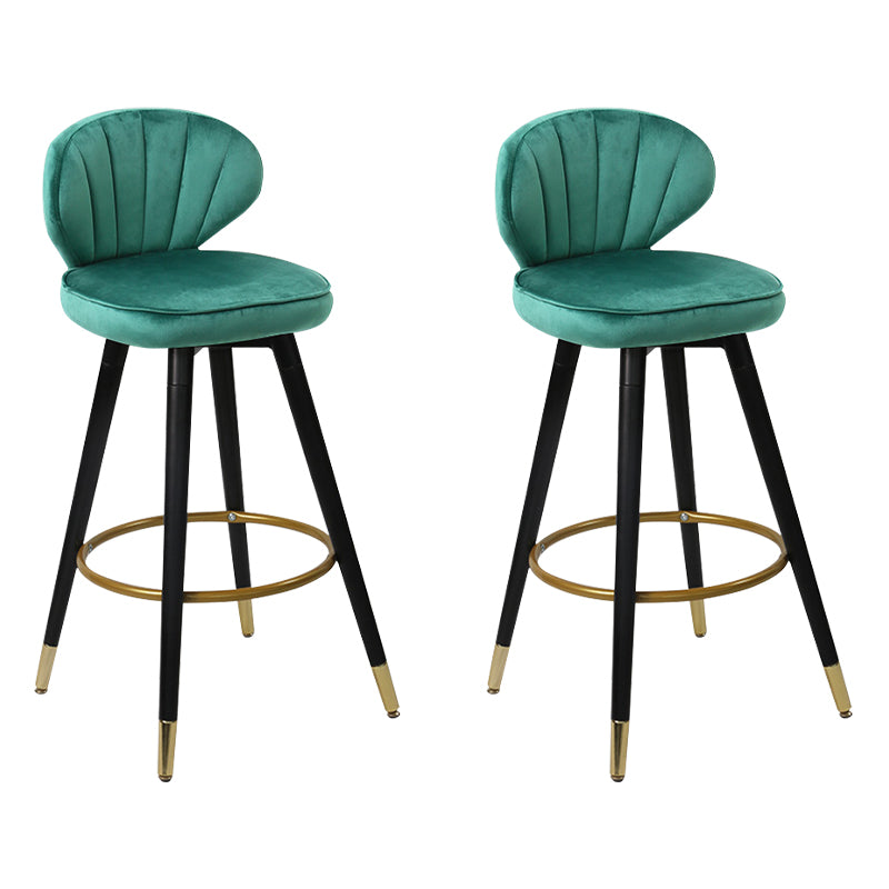 Modern Armless Backrest Counter Stool Iron Study Bar Stool with Cushion and Pedal Light Green 2 Piece Set Clearhalo 'Bar Furniture' 'Bar Stools' 'bar_stools' 'furn' 'furn_bar_stools' 'Furniture' 'furniture_bar_stools' 'Kitchen & Dining Furniture' 4730047