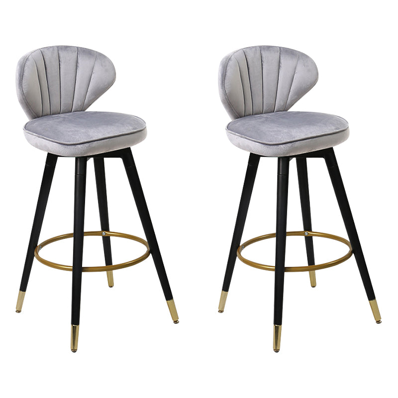 Modern Armless Backrest Counter Stool Iron Study Bar Stool with Cushion and Pedal Light Gray 2 Piece Set Clearhalo 'Bar Furniture' 'Bar Stools' 'bar_stools' 'furn' 'furn_bar_stools' 'Furniture' 'furniture_bar_stools' 'Kitchen & Dining Furniture' 4730051