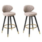 Modern Armless Backrest Counter Stool Iron Study Bar Stool with Cushion and Pedal Light Apricot 2 Piece Set Clearhalo 'Bar Furniture' 'Bar Stools' 'bar_stools' 'furn' 'furn_bar_stools' 'Furniture' 'furniture_bar_stools' 'Kitchen & Dining Furniture' 4730052
