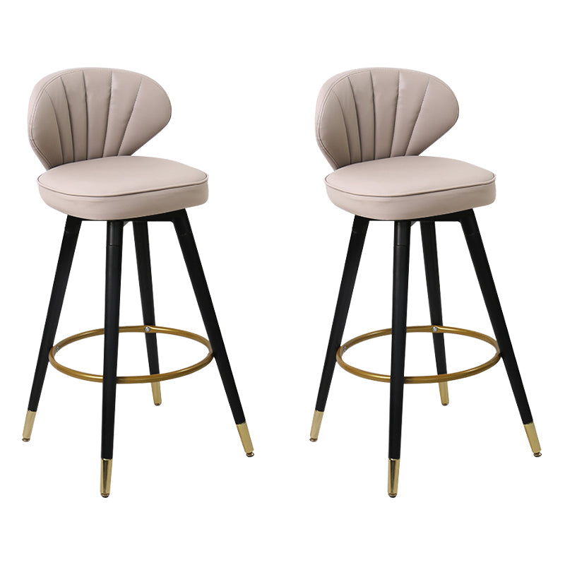 Modern Armless Backrest Counter Stool Iron Study Bar Stool with Cushion and Pedal Light Apricot 2 Piece Set Clearhalo 'Bar Furniture' 'Bar Stools' 'bar_stools' 'furn' 'furn_bar_stools' 'Furniture' 'furniture_bar_stools' 'Kitchen & Dining Furniture' 4730052