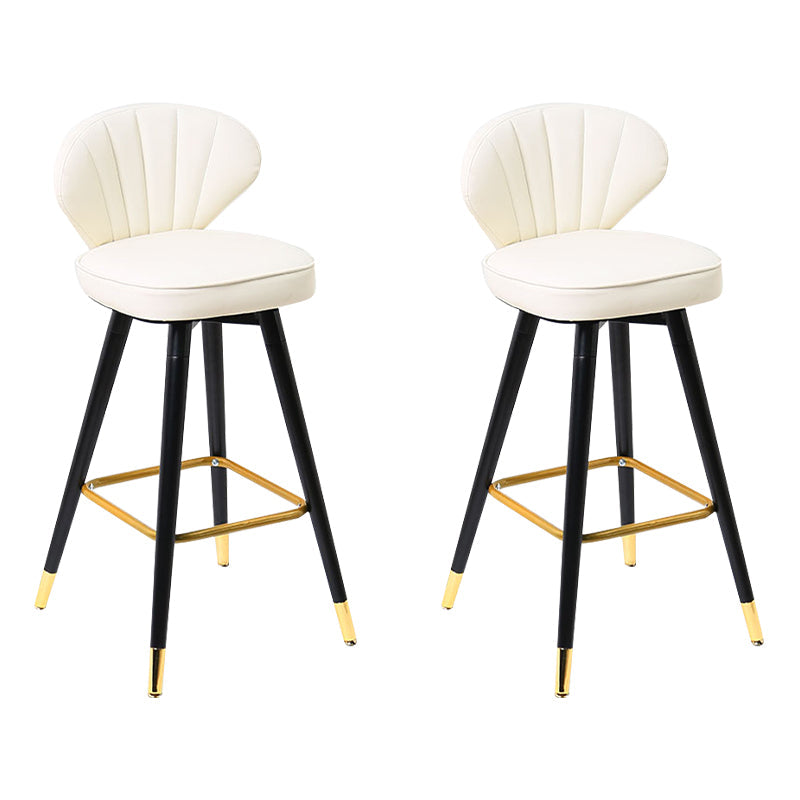 Modern Armless Backrest Counter Stool Iron Study Bar Stool with Cushion and Pedal White 2 Piece Set Clearhalo 'Bar Furniture' 'Bar Stools' 'bar_stools' 'furn' 'furn_bar_stools' 'Furniture' 'furniture_bar_stools' 'Kitchen & Dining Furniture' 4730053