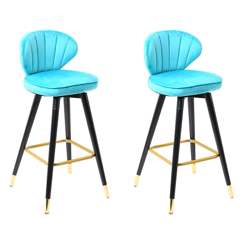 Modern Armless Backrest Counter Stool Iron Study Bar Stool with Cushion and Pedal Sky Blue 2 Piece Set Clearhalo 'Bar Furniture' 'Bar Stools' 'bar_stools' 'furn' 'furn_bar_stools' 'Furniture' 'furniture_bar_stools' 'Kitchen & Dining Furniture' 4730054