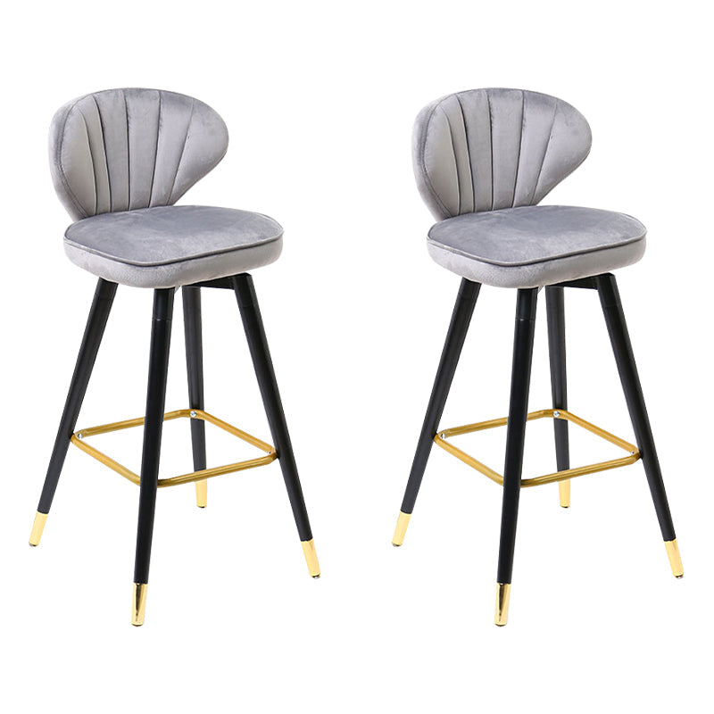 Modern Armless Backrest Counter Stool Iron Study Bar Stool with Cushion and Pedal Grey 2 Piece Set Clearhalo 'Bar Furniture' 'Bar Stools' 'bar_stools' 'furn' 'furn_bar_stools' 'Furniture' 'furniture_bar_stools' 'Kitchen & Dining Furniture' 4730055