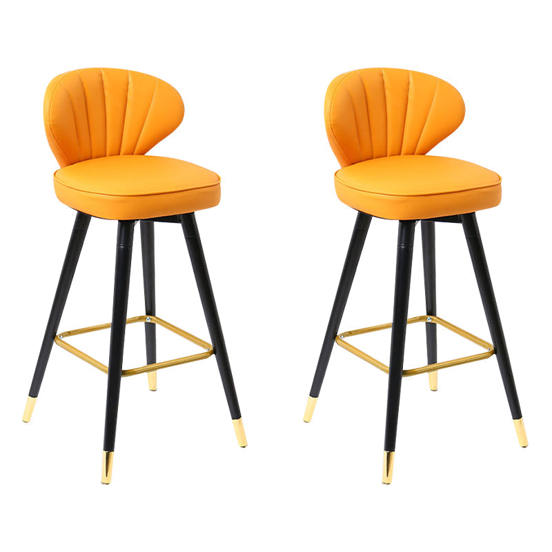Modern Armless Backrest Counter Stool Iron Study Bar Stool with Cushion and Pedal Ginger 2 Piece Set Clearhalo 'Bar Furniture' 'Bar Stools' 'bar_stools' 'furn' 'furn_bar_stools' 'Furniture' 'furniture_bar_stools' 'Kitchen & Dining Furniture' 4730056