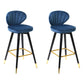 Modern Armless Backrest Counter Stool Iron Study Bar Stool with Cushion and Pedal Light Blue 2 Piece Set Clearhalo 'Bar Furniture' 'Bar Stools' 'bar_stools' 'furn' 'furn_bar_stools' 'Furniture' 'furniture_bar_stools' 'Kitchen & Dining Furniture' 4730057