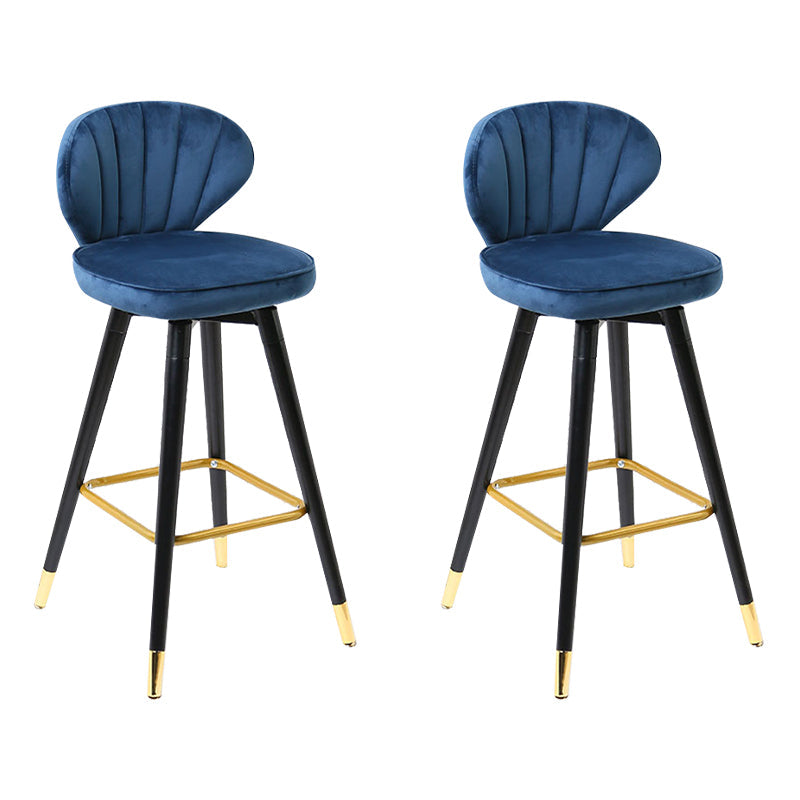 Modern Armless Backrest Counter Stool Iron Study Bar Stool with Cushion and Pedal Light Blue 2 Piece Set Clearhalo 'Bar Furniture' 'Bar Stools' 'bar_stools' 'furn' 'furn_bar_stools' 'Furniture' 'furniture_bar_stools' 'Kitchen & Dining Furniture' 4730057