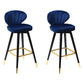 Modern Armless Backrest Counter Stool Iron Study Bar Stool with Cushion and Pedal Dark Blue 2 Piece Set Clearhalo 'Bar Furniture' 'Bar Stools' 'bar_stools' 'furn' 'furn_bar_stools' 'Furniture' 'furniture_bar_stools' 'Kitchen & Dining Furniture' 4730058