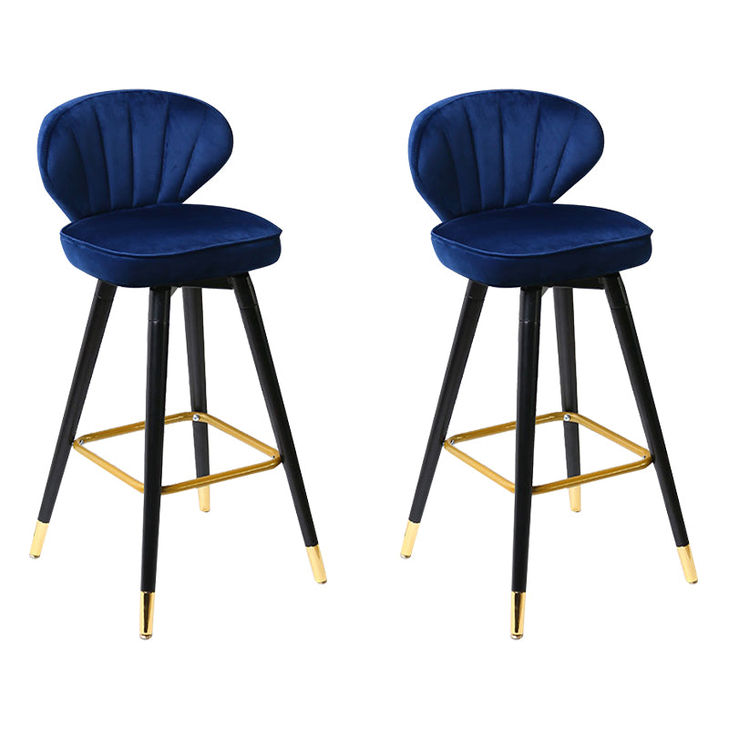Modern Armless Backrest Counter Stool Iron Study Bar Stool with Cushion and Pedal Dark Blue 2 Piece Set Clearhalo 'Bar Furniture' 'Bar Stools' 'bar_stools' 'furn' 'furn_bar_stools' 'Furniture' 'furniture_bar_stools' 'Kitchen & Dining Furniture' 4730058