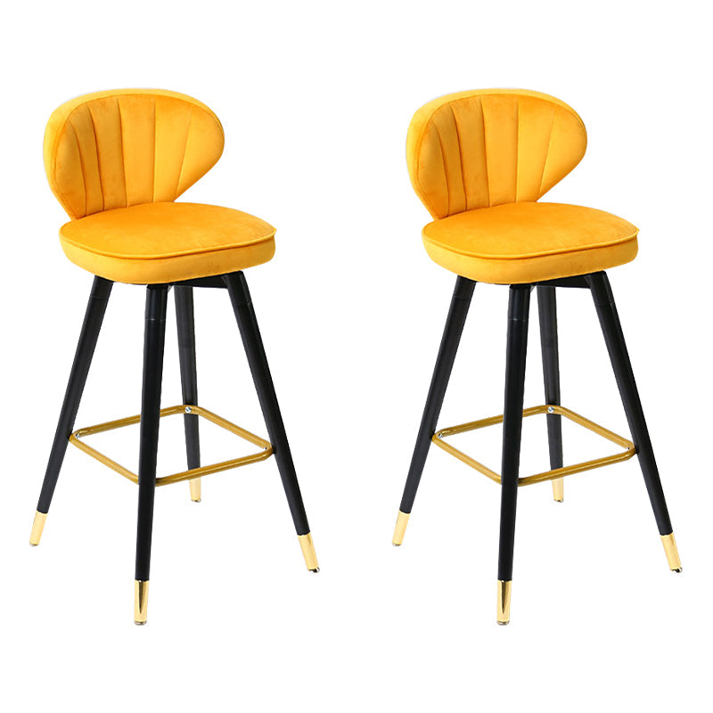 Modern Armless Backrest Counter Stool Iron Study Bar Stool with Cushion and Pedal Yellow 2 Piece Set Clearhalo 'Bar Furniture' 'Bar Stools' 'bar_stools' 'furn' 'furn_bar_stools' 'Furniture' 'furniture_bar_stools' 'Kitchen & Dining Furniture' 4730059