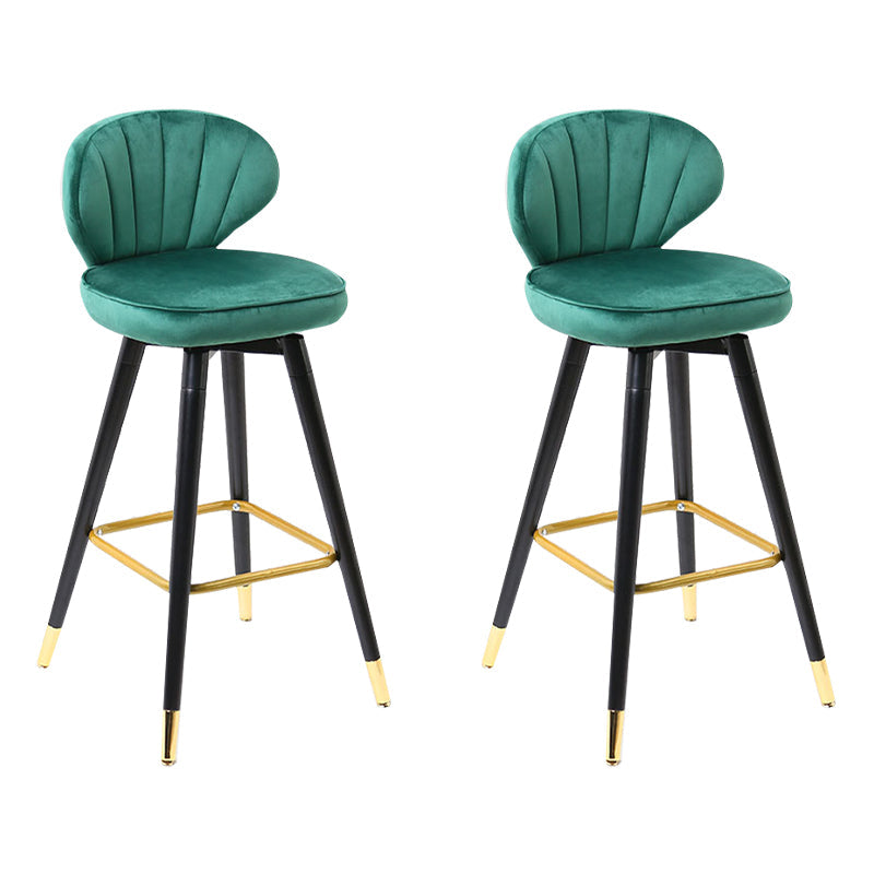 Modern Armless Backrest Counter Stool Iron Study Bar Stool with Cushion and Pedal Blackish Green 2 Piece Set Clearhalo 'Bar Furniture' 'Bar Stools' 'bar_stools' 'furn' 'furn_bar_stools' 'Furniture' 'furniture_bar_stools' 'Kitchen & Dining Furniture' 4730060