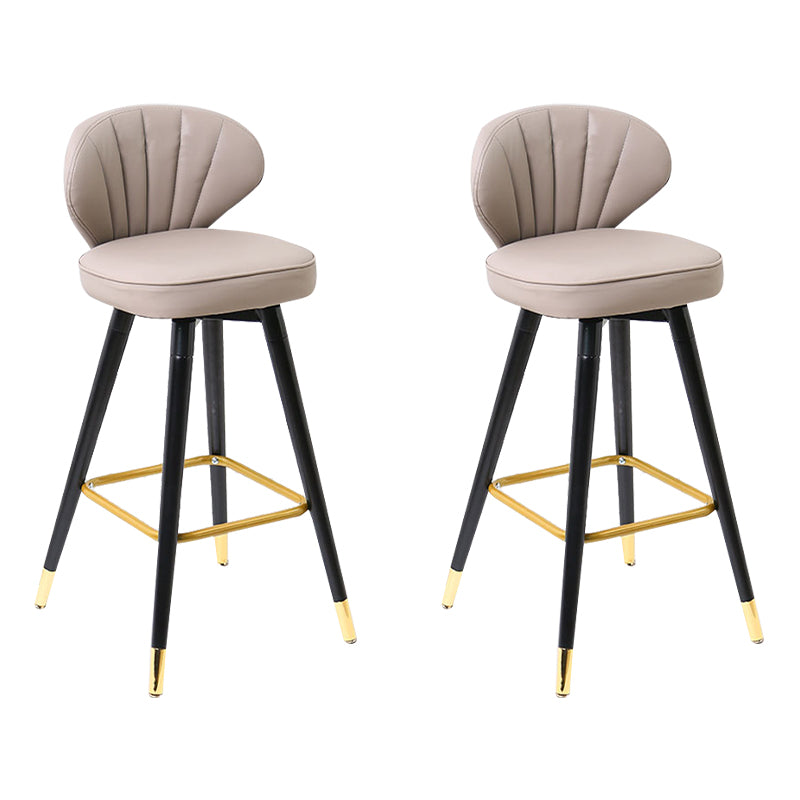 Modern Armless Backrest Counter Stool Iron Study Bar Stool with Cushion and Pedal Apricot 2 Piece Set Clearhalo 'Bar Furniture' 'Bar Stools' 'bar_stools' 'furn' 'furn_bar_stools' 'Furniture' 'furniture_bar_stools' 'Kitchen & Dining Furniture' 4730063