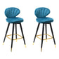Modern Armless Backrest Counter Stool Iron Study Bar Stool with Cushion and Pedal Ocean Blue 2 Piece Set Clearhalo 'Bar Furniture' 'Bar Stools' 'bar_stools' 'furn' 'furn_bar_stools' 'Furniture' 'furniture_bar_stools' 'Kitchen & Dining Furniture' 4730064