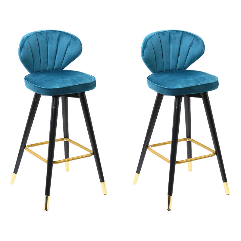 Modern Armless Backrest Counter Stool Iron Study Bar Stool with Cushion and Pedal Ocean Blue 2 Piece Set Clearhalo 'Bar Furniture' 'Bar Stools' 'bar_stools' 'furn' 'furn_bar_stools' 'Furniture' 'furniture_bar_stools' 'Kitchen & Dining Furniture' 4730064