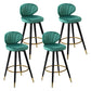 Modern Armless Backrest Counter Stool Iron Study Bar Stool with Cushion and Pedal Light Green 4 Piece Set Clearhalo 'Bar Furniture' 'Bar Stools' 'bar_stools' 'furn' 'furn_bar_stools' 'Furniture' 'furniture_bar_stools' 'Kitchen & Dining Furniture' 4730066
