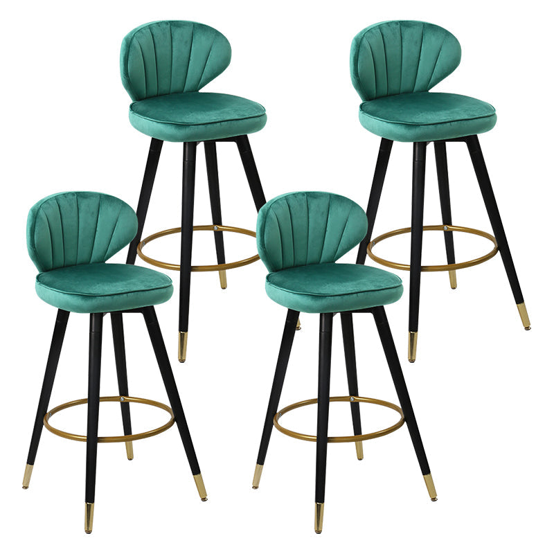 Modern Armless Backrest Counter Stool Iron Study Bar Stool with Cushion and Pedal Light Green 4 Piece Set Clearhalo 'Bar Furniture' 'Bar Stools' 'bar_stools' 'furn' 'furn_bar_stools' 'Furniture' 'furniture_bar_stools' 'Kitchen & Dining Furniture' 4730066