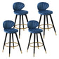 Modern Armless Backrest Counter Stool Iron Study Bar Stool with Cushion and Pedal Royal Blue 4 Piece Set Clearhalo 'Bar Furniture' 'Bar Stools' 'bar_stools' 'furn' 'furn_bar_stools' 'Furniture' 'furniture_bar_stools' 'Kitchen & Dining Furniture' 4730068