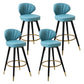 Modern Armless Backrest Counter Stool Iron Study Bar Stool with Cushion and Pedal Light Royal Blue 4 Piece Set Clearhalo 'Bar Furniture' 'Bar Stools' 'bar_stools' 'furn' 'furn_bar_stools' 'Furniture' 'furniture_bar_stools' 'Kitchen & Dining Furniture' 4730069