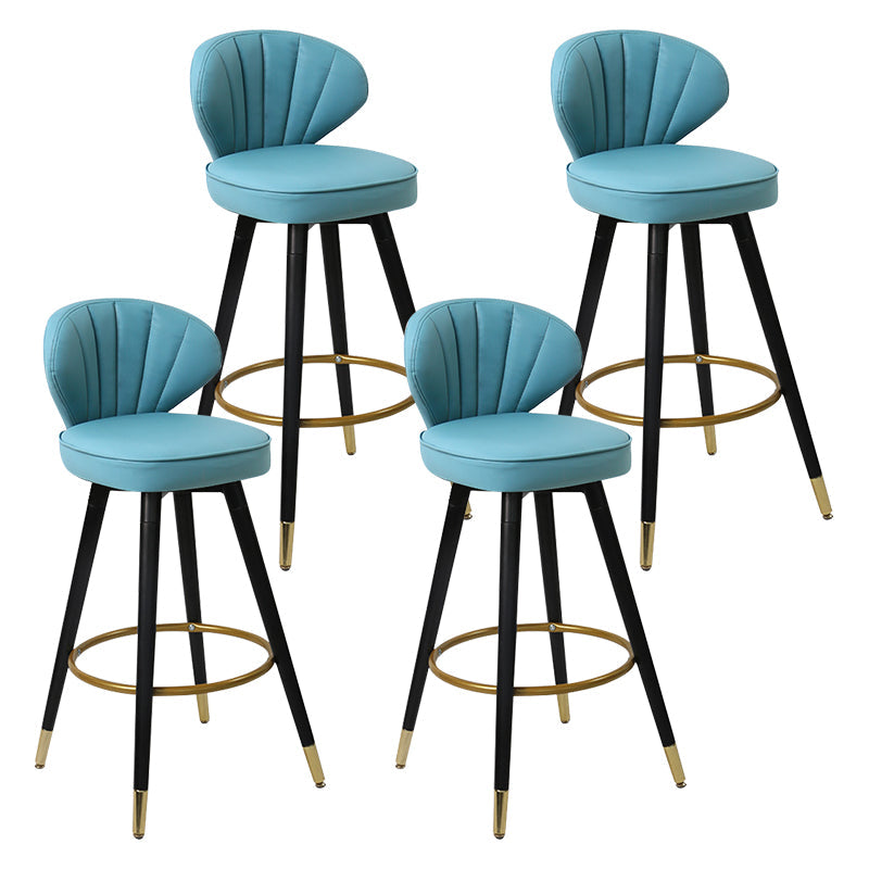 Modern Armless Backrest Counter Stool Iron Study Bar Stool with Cushion and Pedal Light Royal Blue 4 Piece Set Clearhalo 'Bar Furniture' 'Bar Stools' 'bar_stools' 'furn' 'furn_bar_stools' 'Furniture' 'furniture_bar_stools' 'Kitchen & Dining Furniture' 4730069